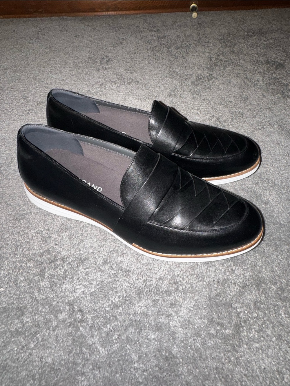 Cole Haan Black Quilted Leather Penny Loafers
